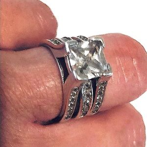 Princess Cut Engagement Wedding Ring Set
